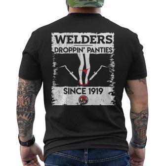 Droppin' Panties Dirty Badass Welder Welding Men's T-shirt Back Print | Mazezy