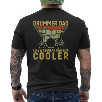 Drummer Dad For Men Father Music Drums Set Player Mens Back Print T-shirt | Mazezy