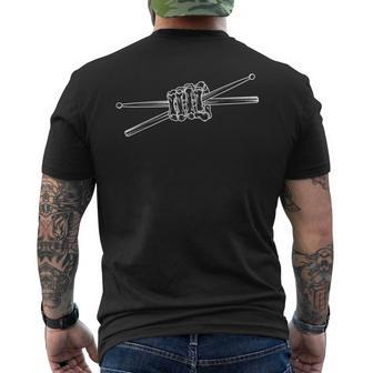 Drummer Drum Sticks Skeleton Hand Men's T-shirt Back Print - Seseable