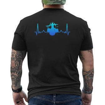 Drummer Drumming Heartbeat Dad Mens Back Print T-shirt | Mazezy