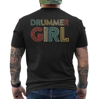 Drummer Girl Retro Vintage Drumming Musician Percussionist Men's T-shirt Back Print | Mazezy AU