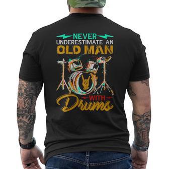 Drummer Lover Never Underestimate An Old Man With Drums Men's T-shirt Back Print - Monsterry CA