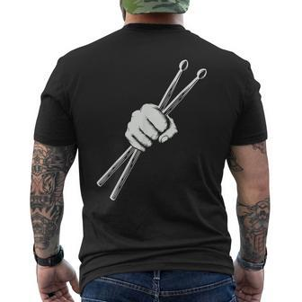 Drumset Cool Drumsticks Drumming Drums Rock Music Men's T-shirt Back Print | Mazezy