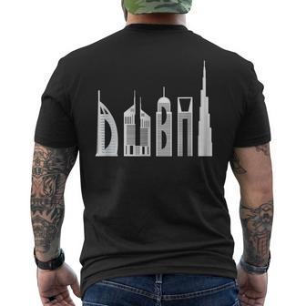 Dubai Skyline Souvenir Famous Buildings Typography Men's T-shirt Back Print - Thegiftio UK