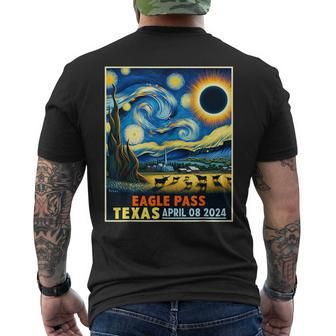 Eagle Pass Texas Total Solar Eclipse 2024 Starry Night Men's T-shirt Back Print | Mazezy CA