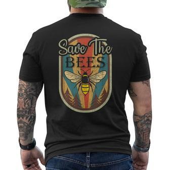 Earth Day Save The Bees Retro Graphic Earth Day Party Men's T-shirt Back Print - Monsterry