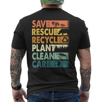 Earth Day Save Rescue Animals Recycle Plastics Planet Men's T-shirt Back Print - Seseable