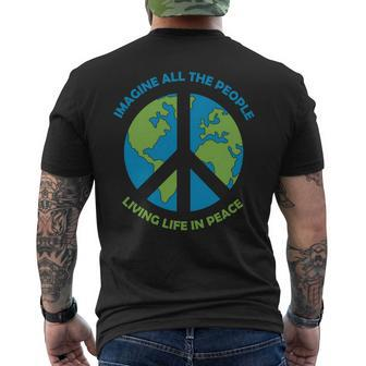 Earth Imagine All The People Living Life In Peace Hippie Mens Back Print T-shirt - Seseable