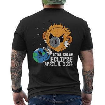 Earth Moon Sun Total Solar Eclipse April 8 2024 Totality Men's T-shirt Back Print | Mazezy