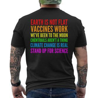 Earth Not Flat Climate Change Real Vaccine Work Men's T-shirt Back Print - Monsterry CA