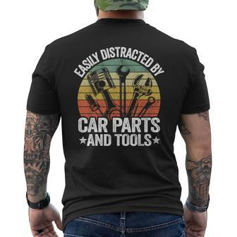 Easily Distracted By Car Parts And Tools Race Mechanic Men's T-shirt Back Print - Monsterry AU