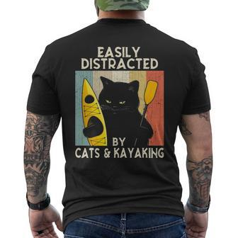 Easily Distracted By Cats & Kayaking Cat Lovers Kayakers Men's T-shirt Back Print | Mazezy