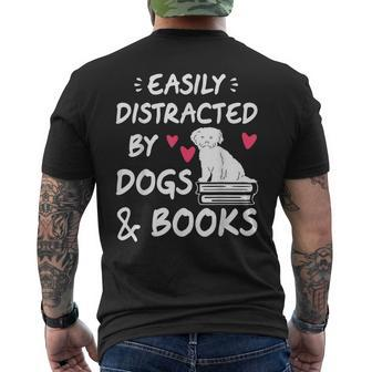 Easily Distracted By Dogs And Books Dog & Book Lover Men's T-shirt Back Print - Monsterry AU