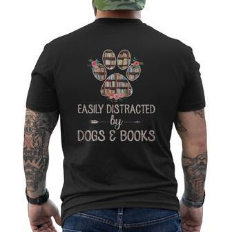 Easily Distracted By Dogs And Books V3 Mens Back Print T-shirt - Thegiftio UK