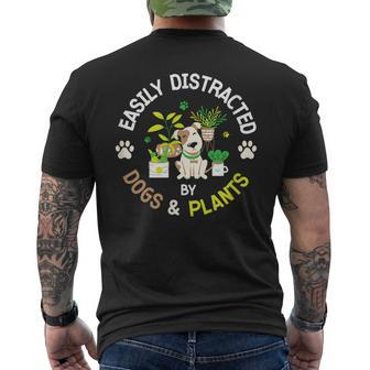 Easily Distracted By Dogs And Plants Gardening Dog Animals Men's T-shirt Back Print - Monsterry AU