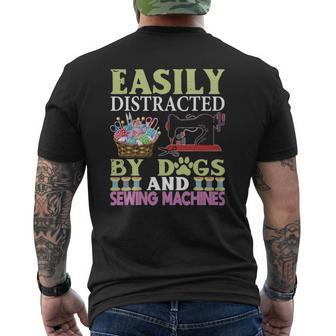 Easily Distracted By Dogs And Sewing Machines Mens Back Print T-shirt | Mazezy