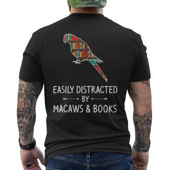 Easily Distracted By Macaws & Books Lover Parrot Bird Men's T-shirt Back Print - Monsterry AU