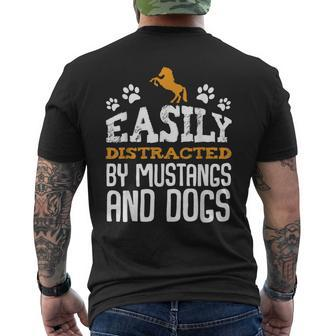 Easily Distracted By Mustangs And Dogs Animal Lover Men's T-shirt Back Print - Monsterry
