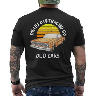 Easily Distracted By Old Cars Classic Car Lover Sunset Men's T-shirt Back Print - Monsterry
