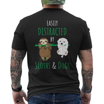 Easily Distracted By Sloths And Dogs Cute Dog Sloth Men's T-shirt Back Print - Monsterry