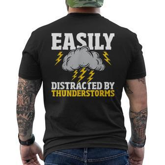 Easily Distracted By Thunderstorms Weather Meteorologist Men's T-shirt Back Print - Monsterry AU