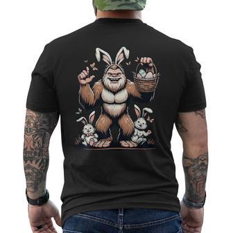 Easter Bigfoot With Bunny & Egg Basket Festive Celebration Men's T-shirt Back Print - Monsterry AU