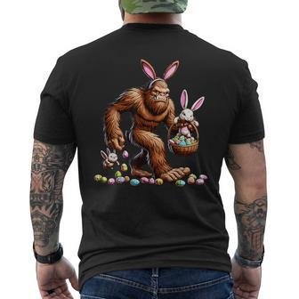 Easter Bigfoot With Bunny & Egg Basket Festive Celebration Men's T-shirt Back Print - Seseable