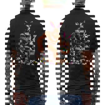 Easter Bigfoot With Bunny & Egg Basket Festive Celebration Men's T-shirt Back Print - Seseable