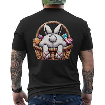 Easter Day Cute Bunny Basket Hunting Chocolate Eggs Egg Hunt Men's T-shirt Back Print - Monsterry