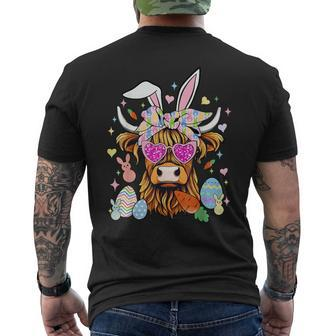 Easter Day Highland Cow Men's T-shirt Back Print | Mazezy
