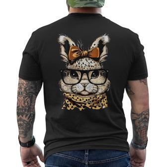Easter Leopard Print Glasses Rabbit Print Men's T-shirt Back Print - Seseable