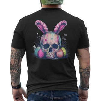 Easter Skull Easter Skull Bunny Ears Easter Egg Men's T-shirt Back Print - Seseable