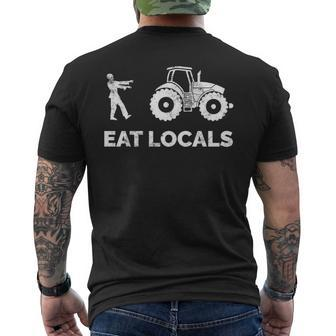 Eat Locals Zombie Chasing Farmer Tractor Men's T-shirt Back Print | Mazezy UK