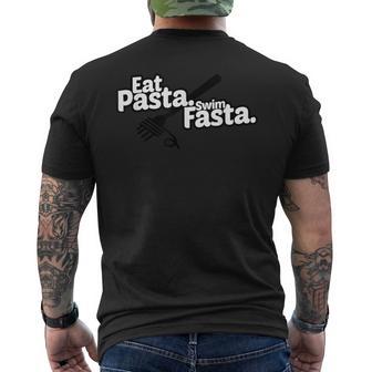 Eat Pasta Swim Fasta Swimmer Swimming Men's T-shirt Back Print - Monsterry