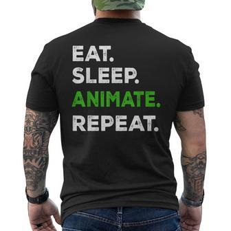 Eat Sleep Animate Repeat Animator Animation Lovers Men's T-shirt Back Print - Monsterry CA
