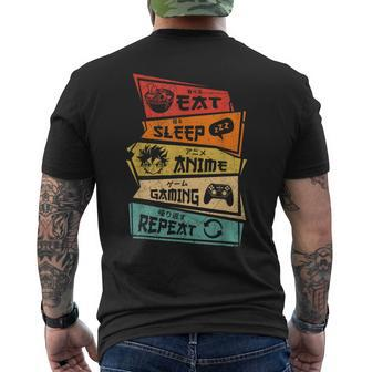 Eat Sleep Anime Gaming Repeat Anime Lover Gamer Fan Men's T-shirt Back Print - Seseable