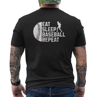 Eat Sleep Baseball Repeat Boys Kid Baseball Player Men's T-shirt Back Print - Monsterry UK