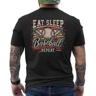 Eat Sleep Baseball Repeat Baseball For Boys Player Men's T-shirt Back Print - Thegiftio UK