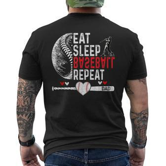 Eat Sleep Baseball Repeat Baseball Father's Day Dad Men's T-shirt Back Print - Thegiftio UK