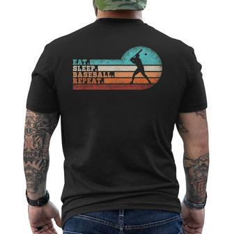 Eat Sleep Baseball Repeat Retro Baseball Lover Men's T-shirt Back Print - Monsterry