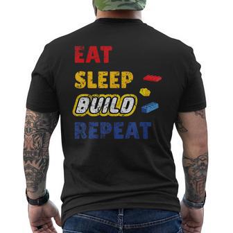 Eat Sleep Build Repeat Klemmbaustein Spielzeug Stones T-Shirt mit Rückendruck - Geschenkecke