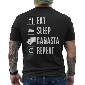 Eat Sleep Canasta Repeat Rummy Card Game Four Aces Board Men's T-shirt Back Print - Monsterry UK