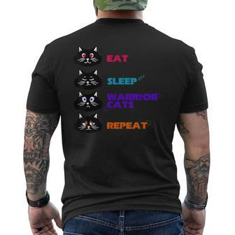 Eat-Sleep-Cat Warrior-Repeat-Cat Lover Men's T-shirt Back Print | Mazezy