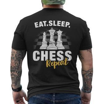 Eat Sleep Chess Repeat Club Player Board Game Men's T-shirt Back Print - Monsterry UK