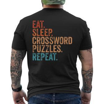 Eat Sleep Crossword Puzzles Repeat Vintage Crossword Men's T-shirt Back Print - Monsterry