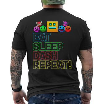 Eat Sleep Dash Repeat Video Game Geometry Video Gamer Lover Men's T-shirt Back Print - Thegiftio UK