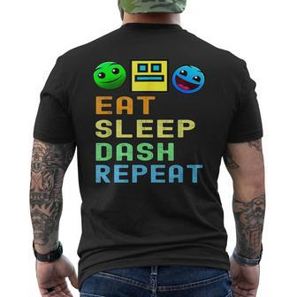 Eat Sleep Dash Repeat Video Game Geometry Video Gamer Men's T-shirt Back Print - Monsterry CA