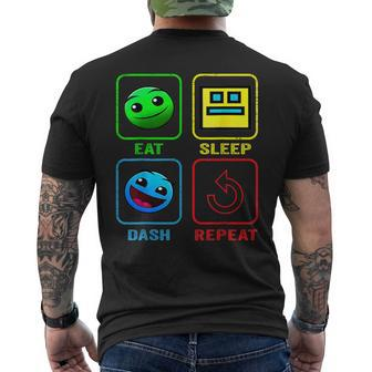 Eat Sleep Dash Repeat Video Game Geometry Video Gamer Men's T-shirt Back Print - Seseable