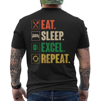 Eat Sleep Excel Repeat Vintage Retro Excel Men's T-shirt Back Print - Thegiftio UK