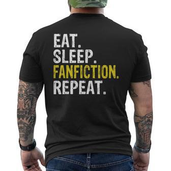 Eat Sleep Fanfiction Repeat Fan Fiction Men's T-shirt Back Print - Monsterry UK